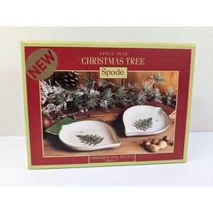 Spode Christmas Tree Heart Shaped Dip Bowl and 2 Piece Ornament Dish Set NEW